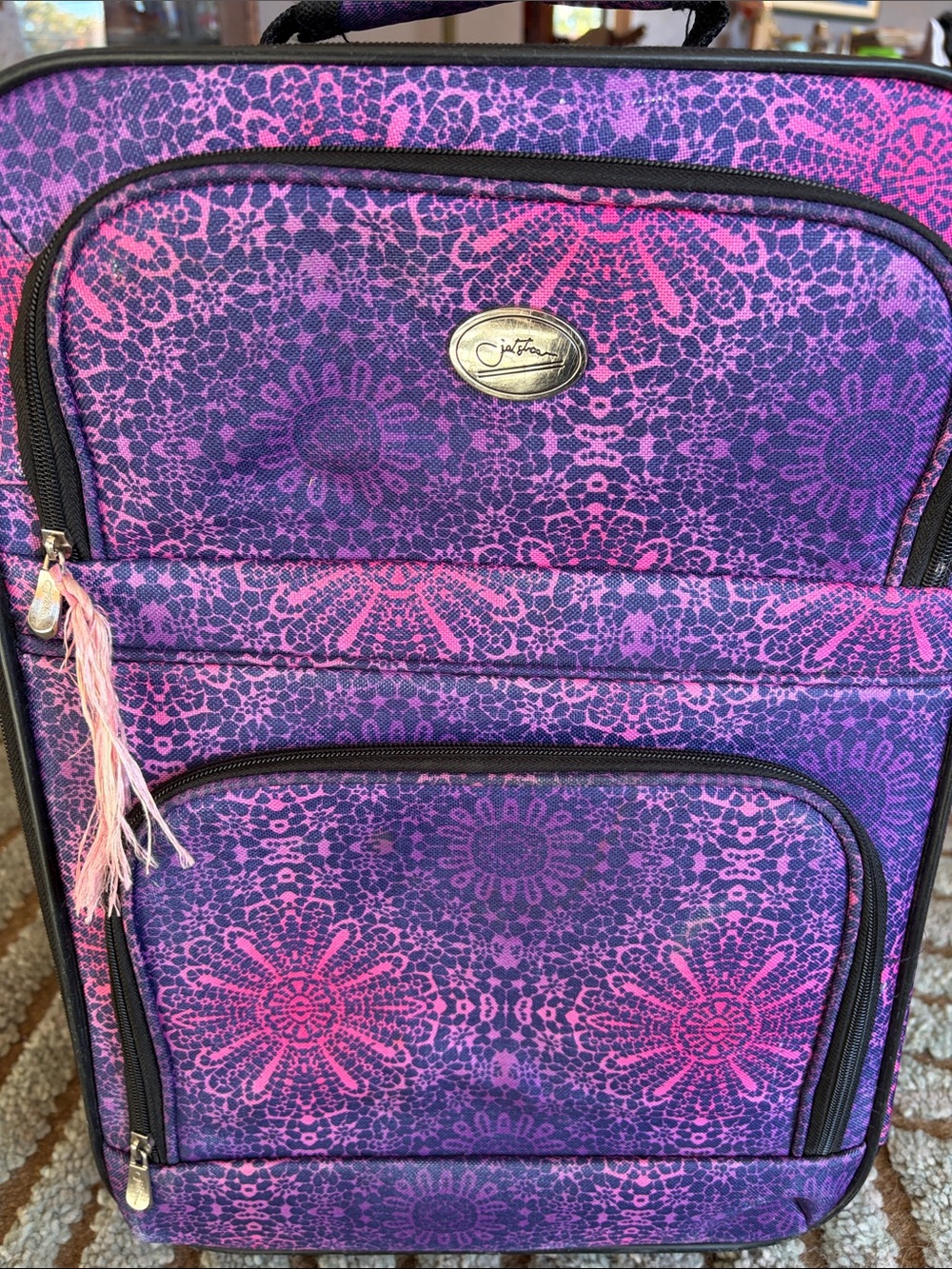 Vintage Jetstream Purple-Pink Patterned Wheeled Travel Bag